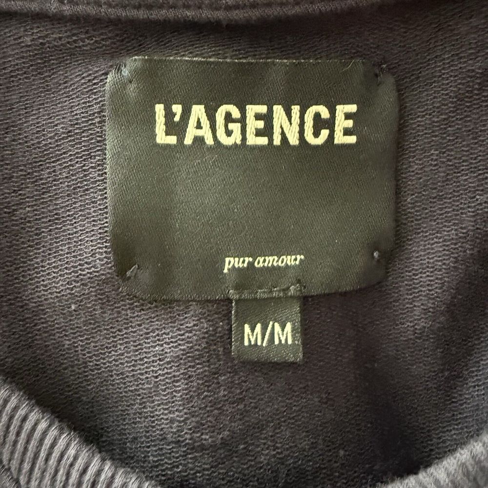 L'Agence Christy Split Hem Long Sleeve Embroidered Sweatshirt Medium Midnight - Picture 4 of 6
